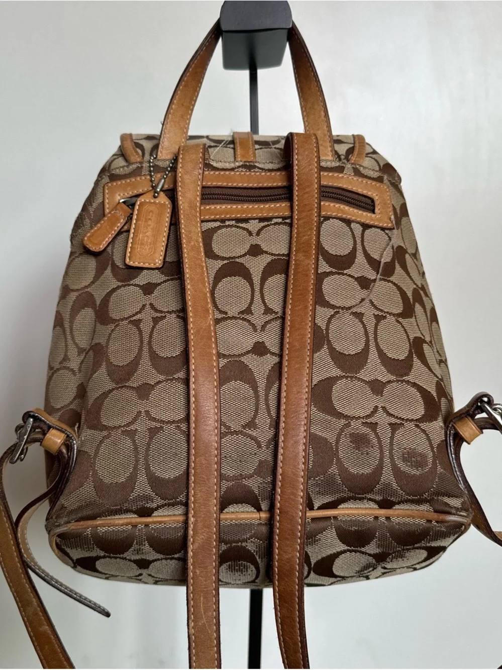 Coach Signature Canvas Drawstring Backpack in Brown and Tan